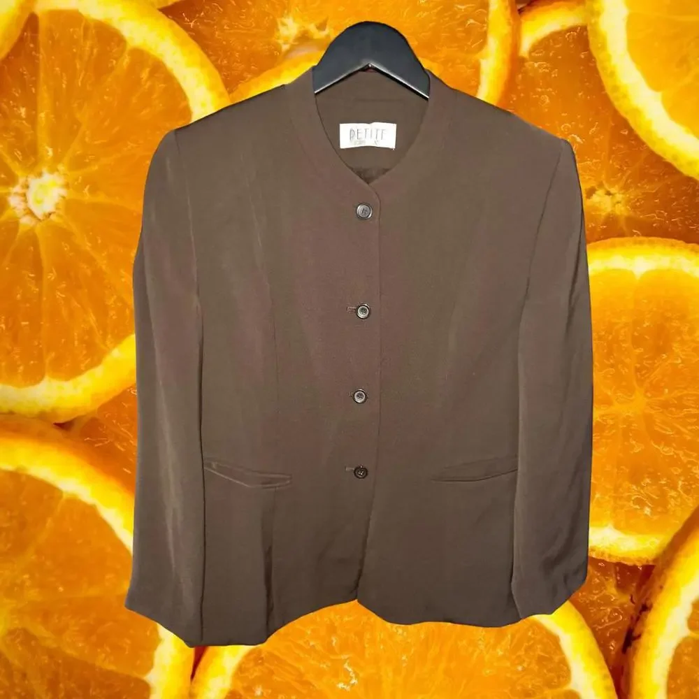 Petite Sophisticate Brown 3‎ Button Blazer